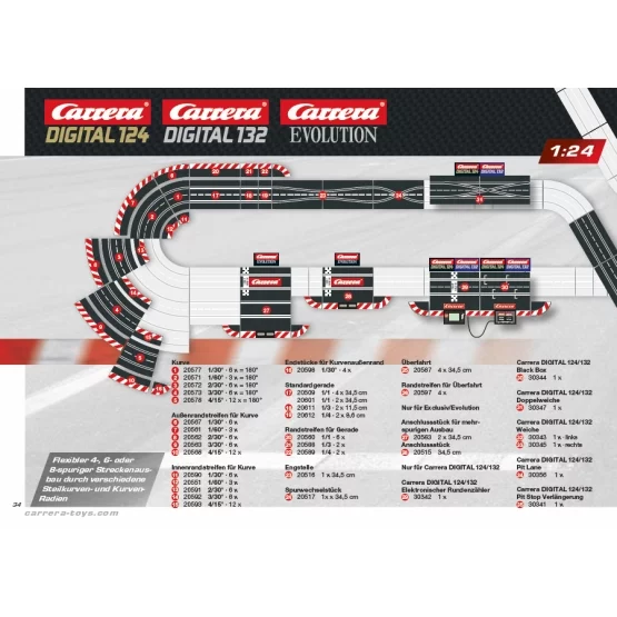 Carrera 2x gerade Schienen 1/3 für EVOLUTION und DIGITAL 124 & 132