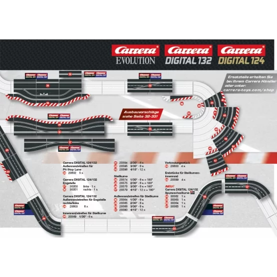 Carrera 2x gerade Schienen 1/1 für EVOLUTION und DIGITAL 124 & 132
