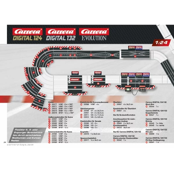 Carrera 4x gerade Schienen 1/1 für EVOLUTION und DIGITAL 124 & 132